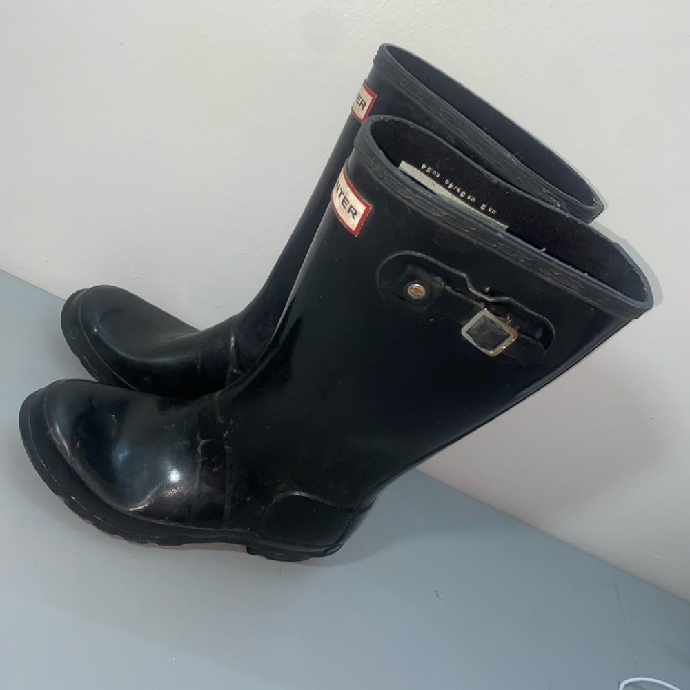 Hunter Womens Black Rubber Rain Tall Boots Size US 3M/4F EU 34 UK 2 - Picture 6 of 9